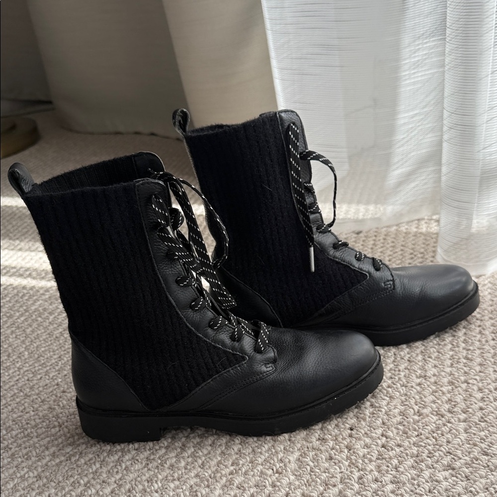 Splendid Black Lace-Up Combat Boots